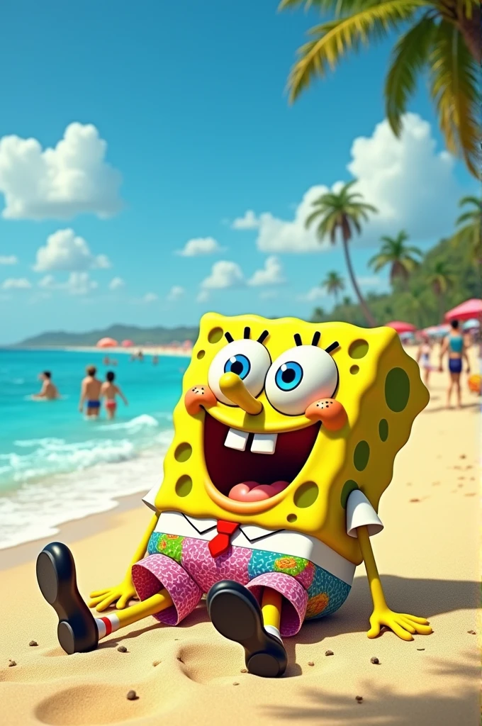 Make Bob Sponge's sand in a swimsuit
