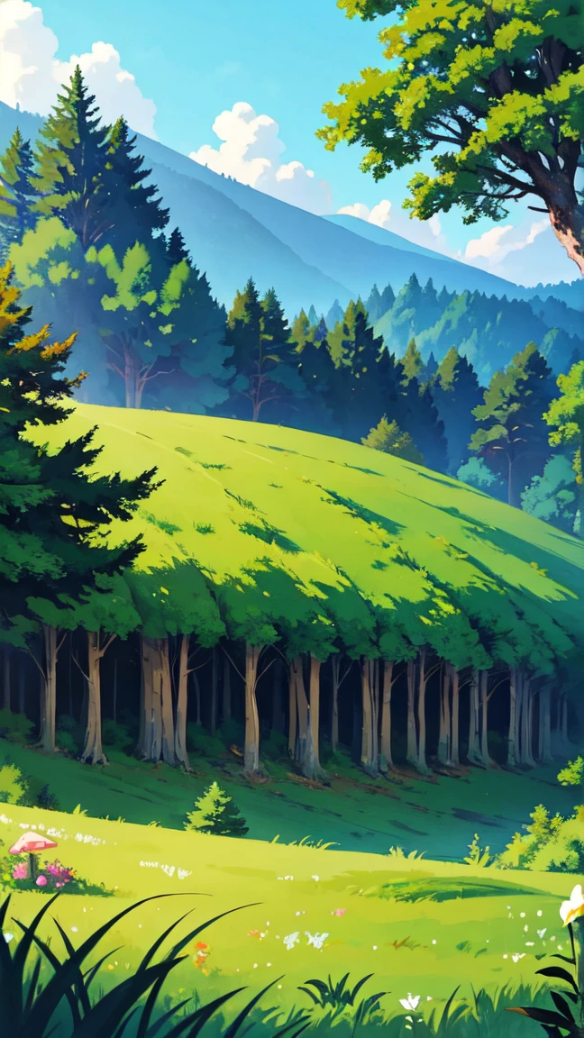 ((Ablaze)), Desenho animado bonito fantasia fada forest inside com trilhas e árvores em um dia ensolarado, forest plants, pretty fairy mushrooms, beautiful wildflowers, detailded, detailed background artwork, mobile game background, fundo do jogo, 2D game art background, forest background, scenery art detailded, landscape artwork, mobile game art, 2d game background, anime background art, forest clearing landscape, Anime rural landscape, forest inside, elf forest background, forest setting, detailed game art, 4K