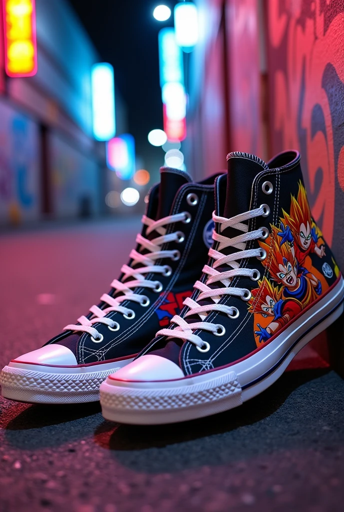 Custom shoes converse with anime decoration shenlong goku drawing