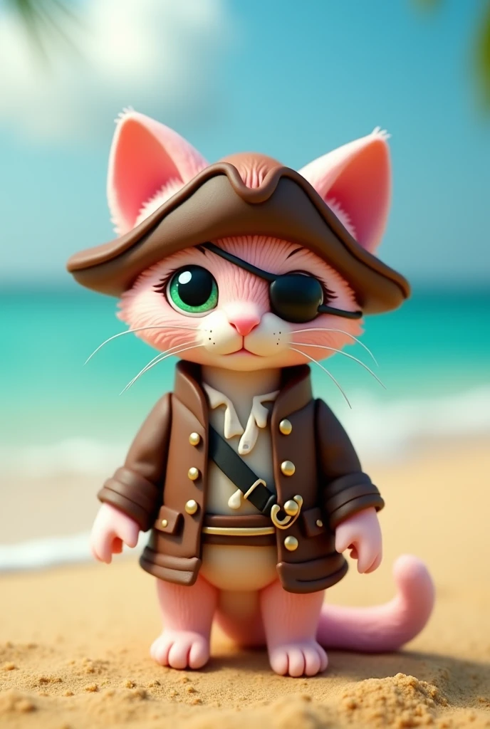 Easy clay kitten dressed as Jack Sparrow
