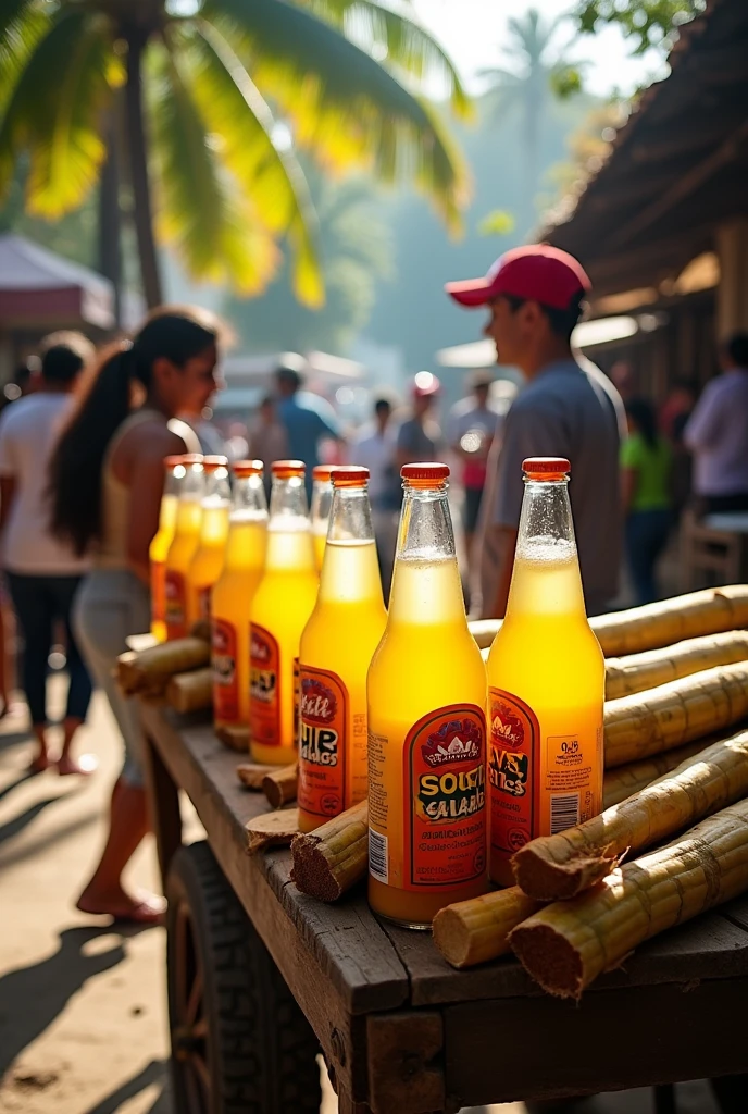 Sugar cane juice is sold at 100 lempiras per 3-liter bottle
