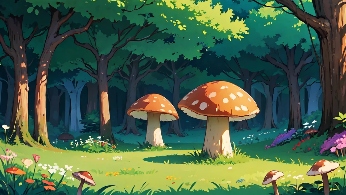 ((Ablaze)), Desenho animado bonito fantasia fada forest inside com trilhas e árvores em um dia ensolarado, forest plants, pretty fairy mushrooms, beautiful wildflowers, detailded, detailed background artwork, mobile game background, fundo do jogo, 2D game art background, forest background, scenery art detailded, landscape artwork, mobile game art, 2d game background, anime background art, forest clearing landscape, Anime rural landscape, forest inside, elf forest background, forest setting, detailed game art, 4K