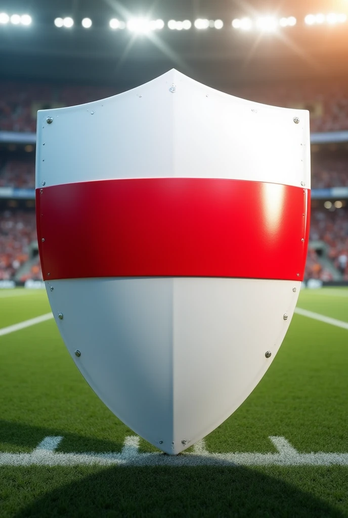 White sports shield with red stripe flat