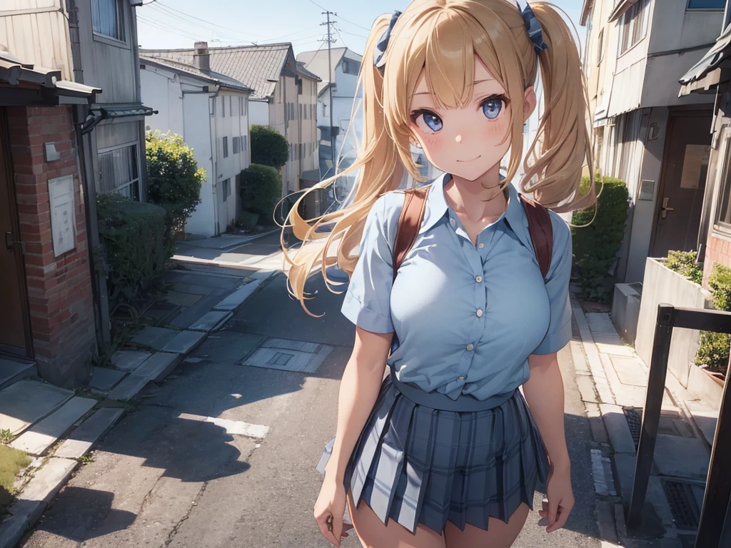 10yaers old ,Blonde hair,Carrying a school bag,