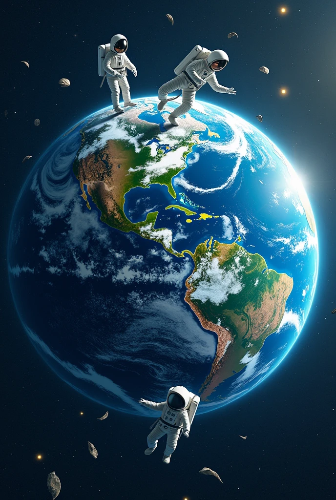 Image of our planet Earth and cleaning
