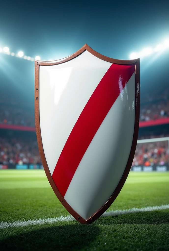White sports shield with red stripe drawing