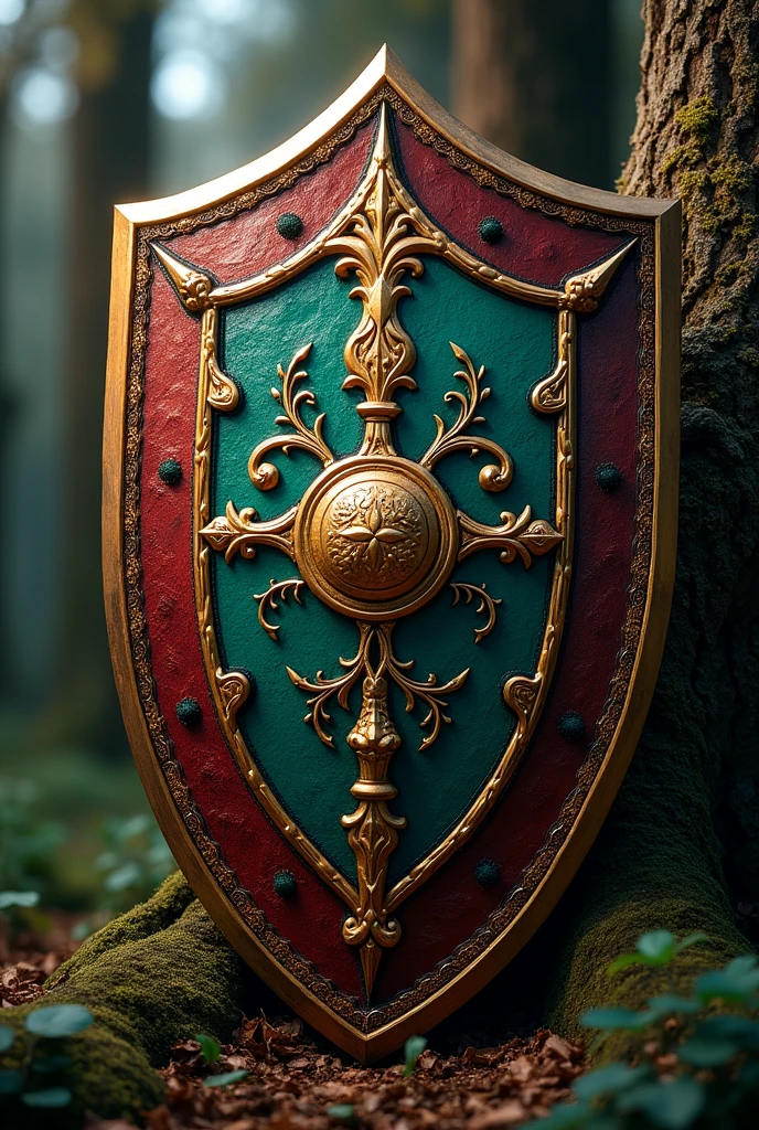 An image with the words THE GUCCI GANG MEDIEVAL STYLE with a shield now remove the words from this same image
