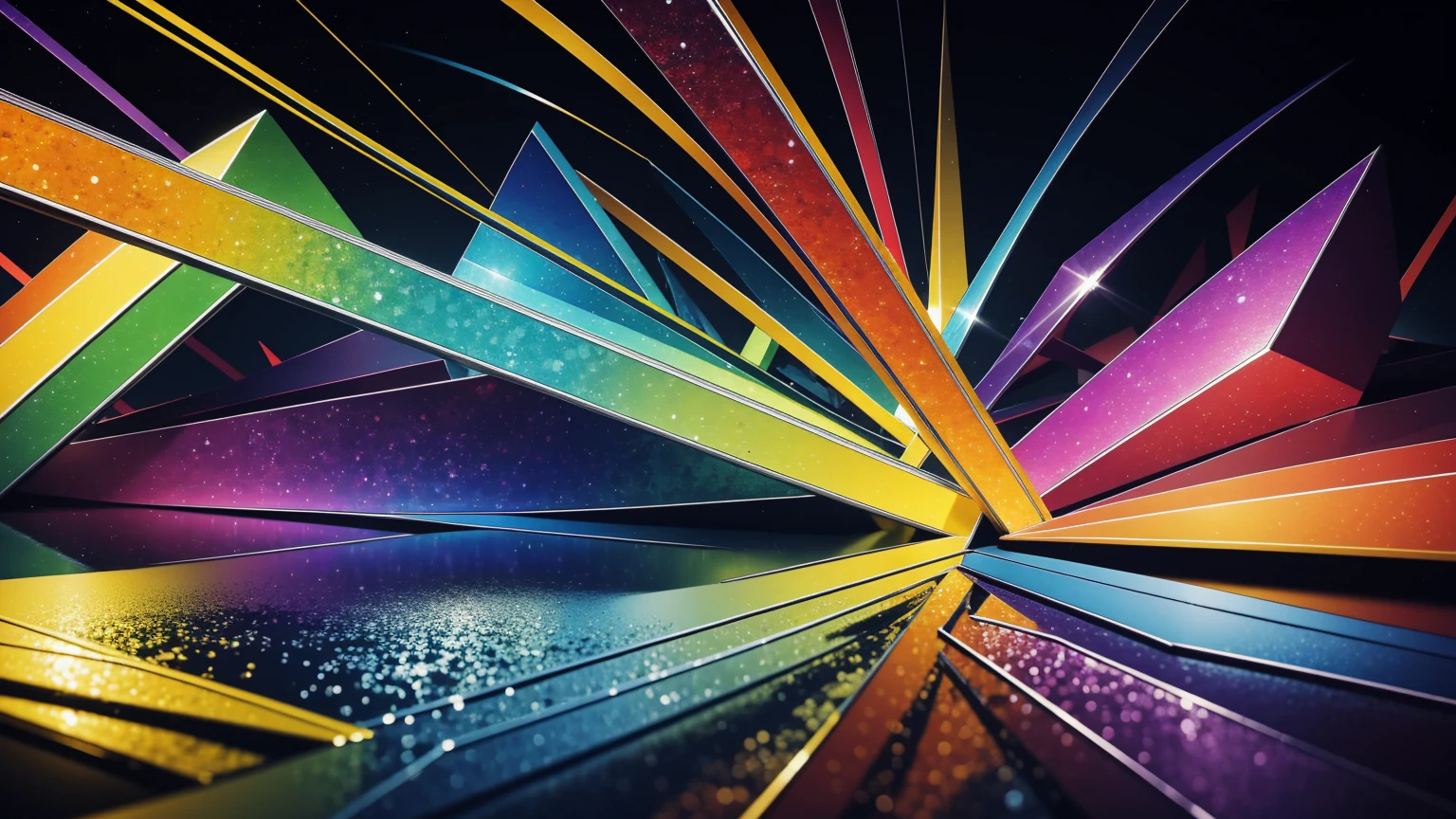(masterpiece, Highest quality, Very detailed, 8k wallpaper), Abstract color splashes, Rainbow vibrant, sharp、Straight、reflection、Geometric pattern、Cut gemstones