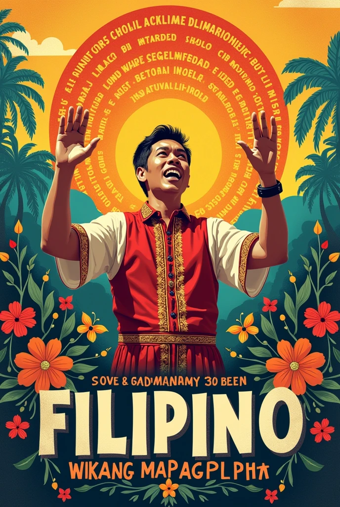 Create a poster making about the theme “Filipino:Wikang Mapagpalaya”