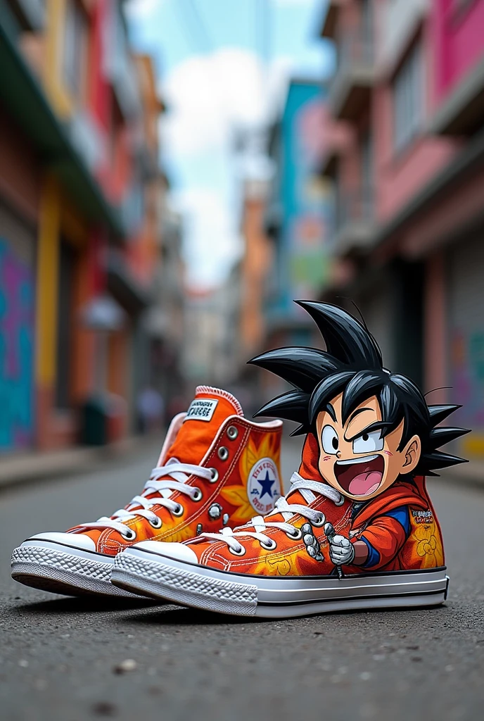 Custom shoes converse with anime decoration Gohan drawing