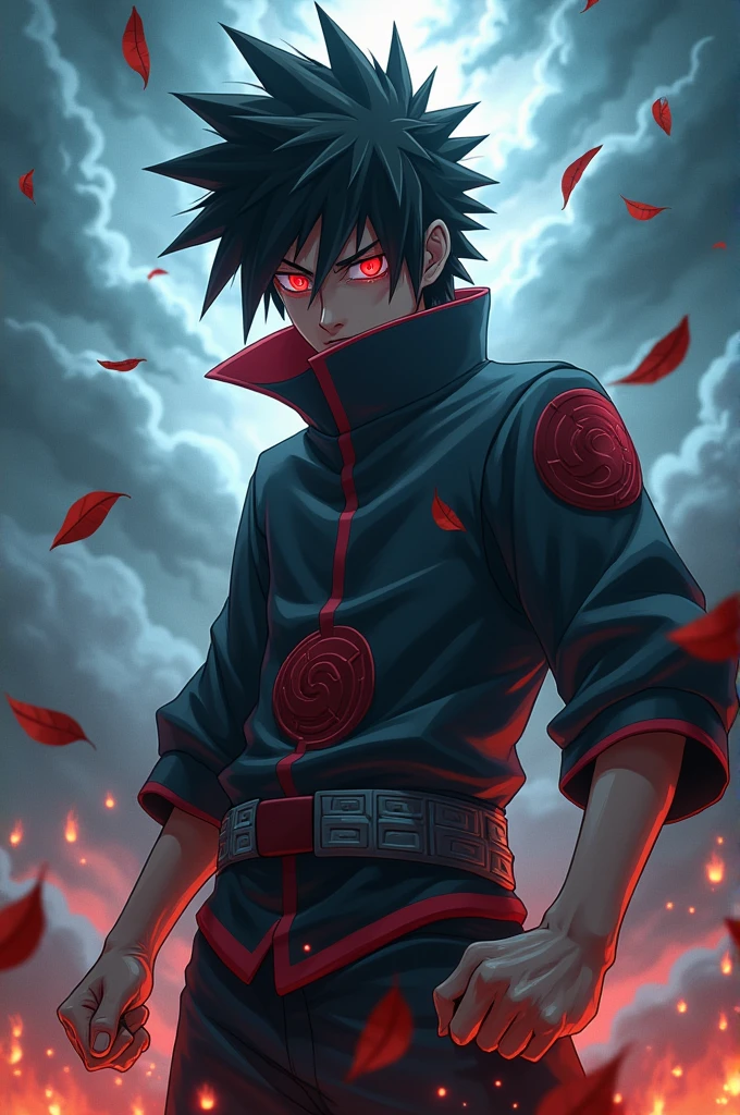 Make a image of Uchiha in angry moos
