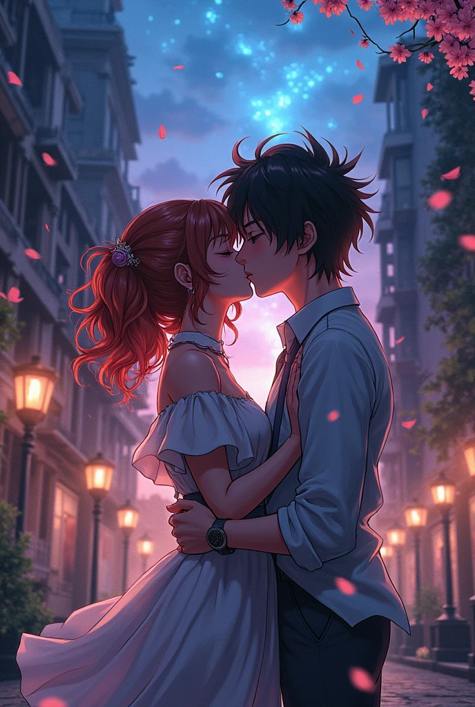Satoro Gojo kissing Yuji Itadori passionately.