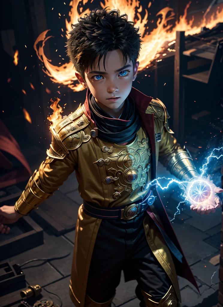 You've provided an excellent description of the boy with fire powers in the world of Teyvat. I'll do my best to add more details, focusing on best quality, highres, ultra-detailed, (realistic 1.37), vivid colors, physically-based rendering, HDR, UHD, and studio lighting.

A boy with fire powers soaring through the sky in the world of Teyvat, surrounded by a vivid display of fires and sparks, each bolt meticulously rendered in ultra-high-definition and hyper-realistic detail. Her eyes, sparkling with an intense energy, are vividly colored, capturing every nuance and intricacy with lif