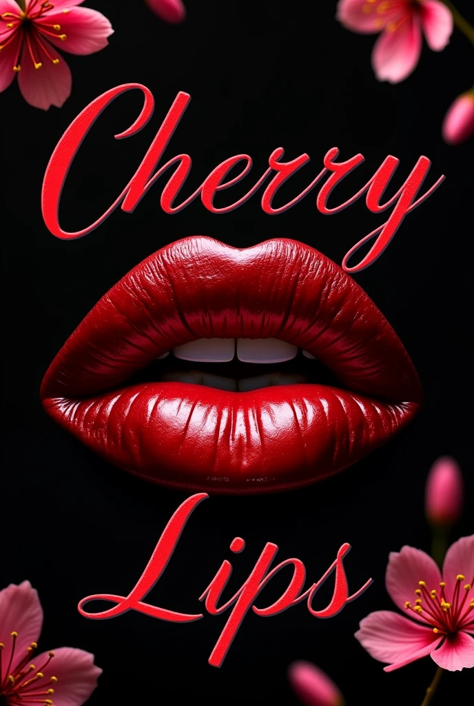 Create a book cover with the title 'Cherry Lips' that features the colors red and black.