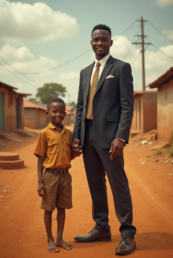 A collection of photos of a poor African until he became a professional