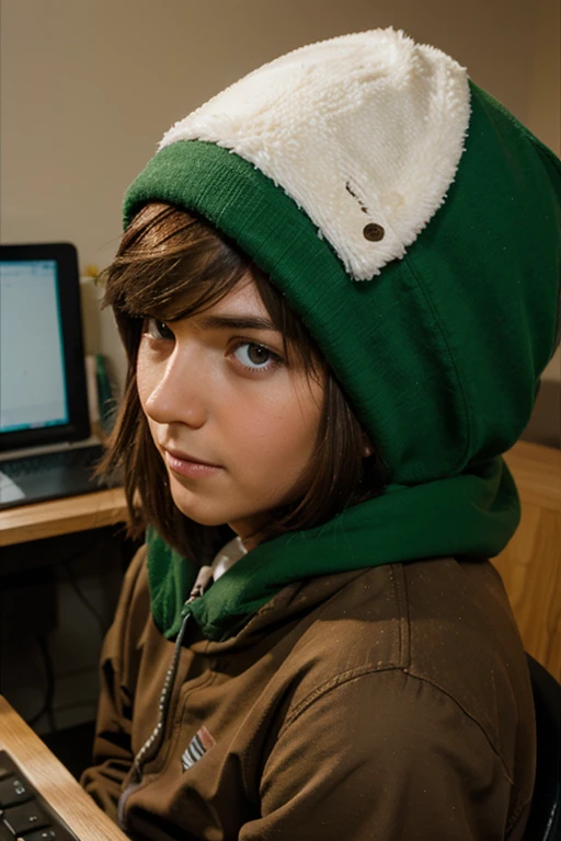 man with brown hair, south park with computer