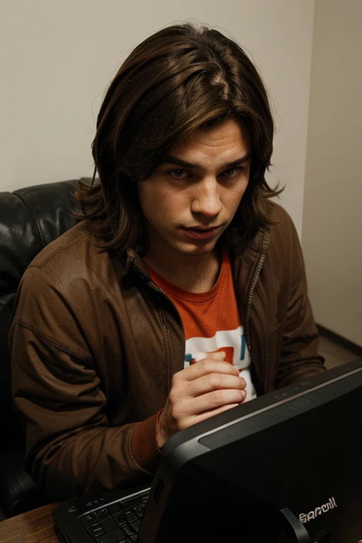 man with brown hair, south park with computer