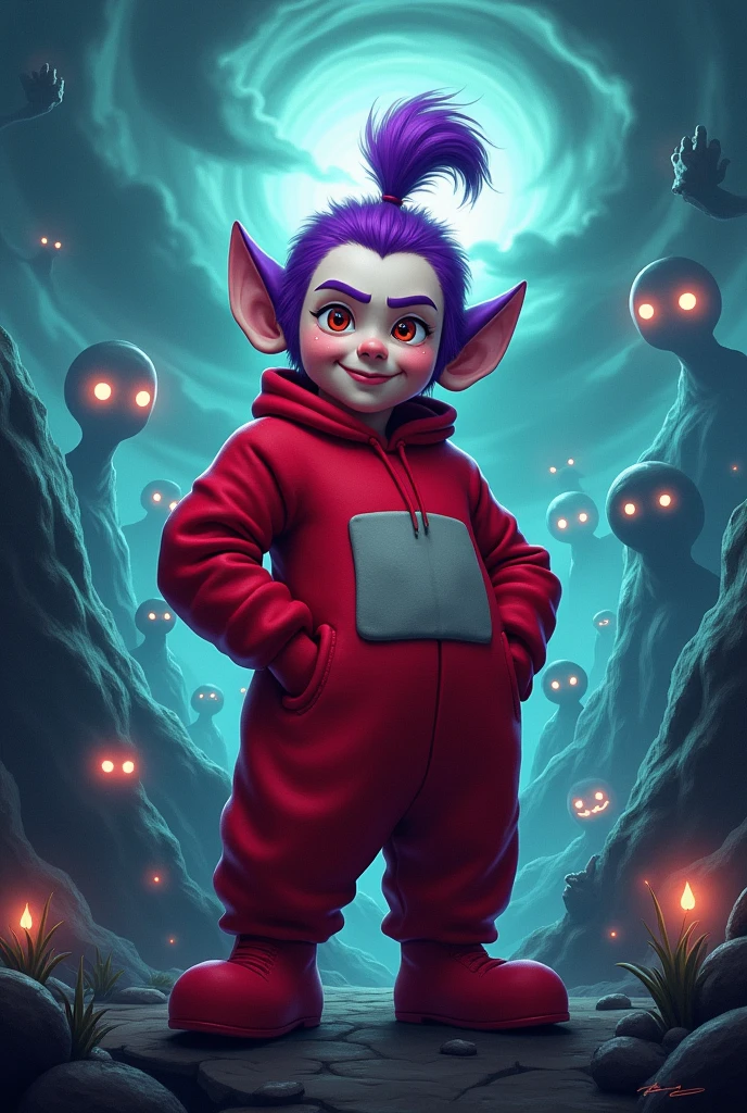 Po character from the slendytubbies 3 game with anime style humanized male
