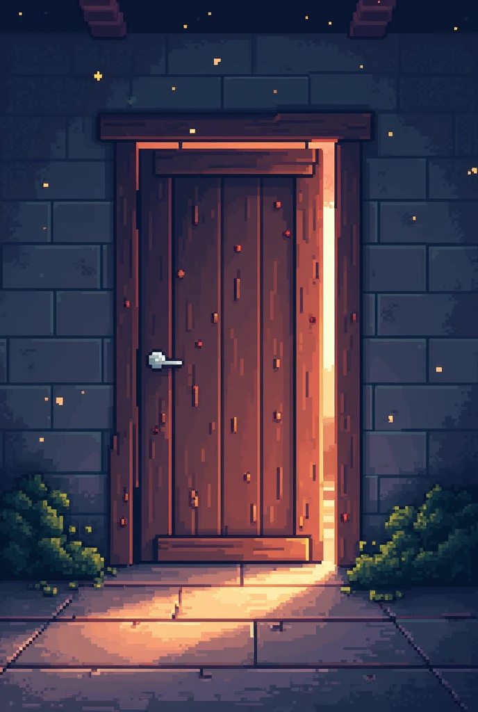 Create an image of a door closing ,all this with a pixelated style similar to the visual style of Undertale. 