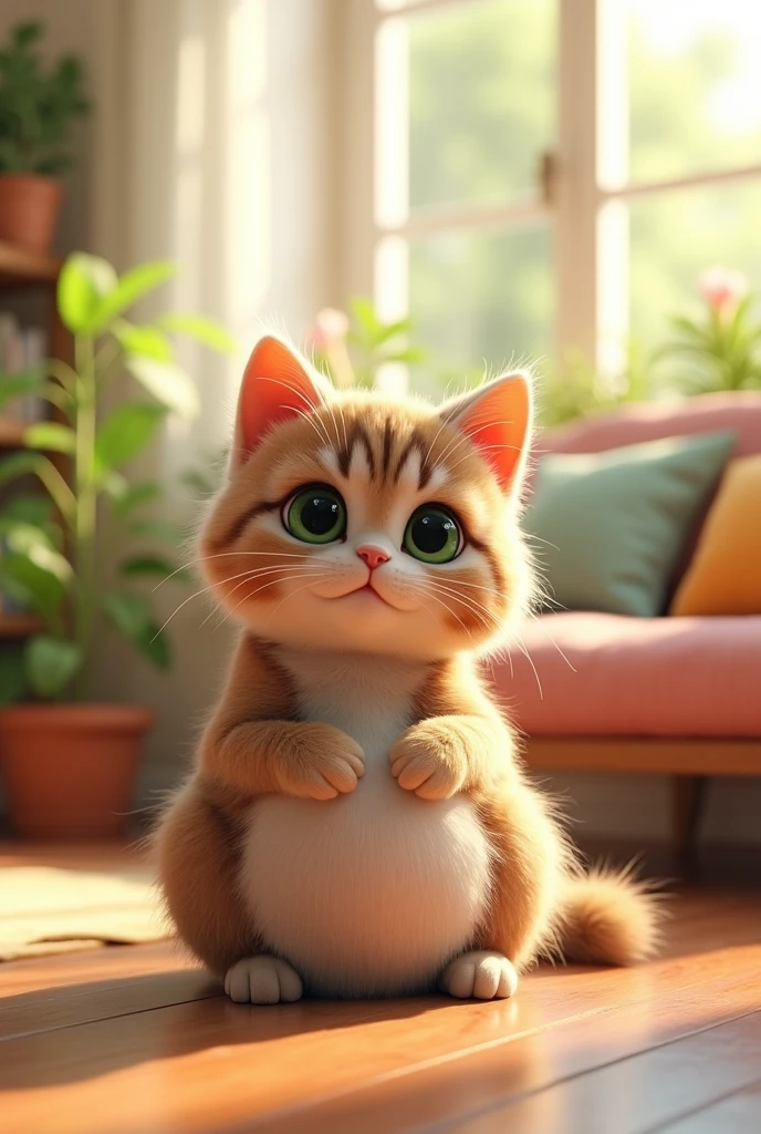 Make a 3d pic of cat got pregnant