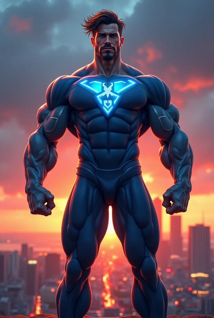 a super hero with huge muscles and two sets of arms