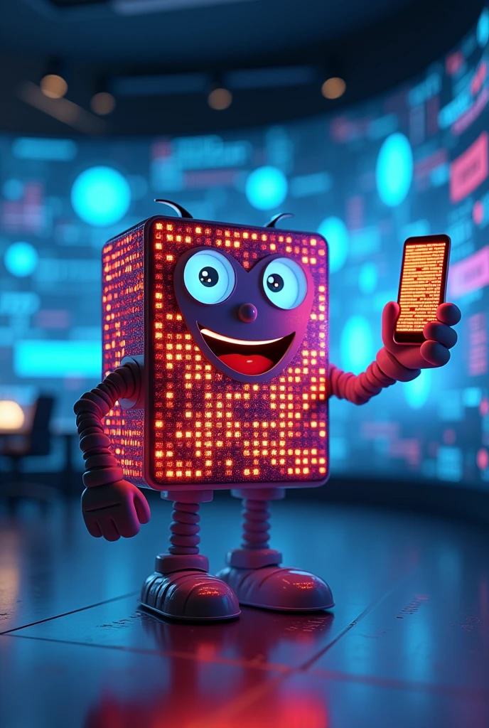 A mascot for a company that takes data from a person and converts it into a QR code