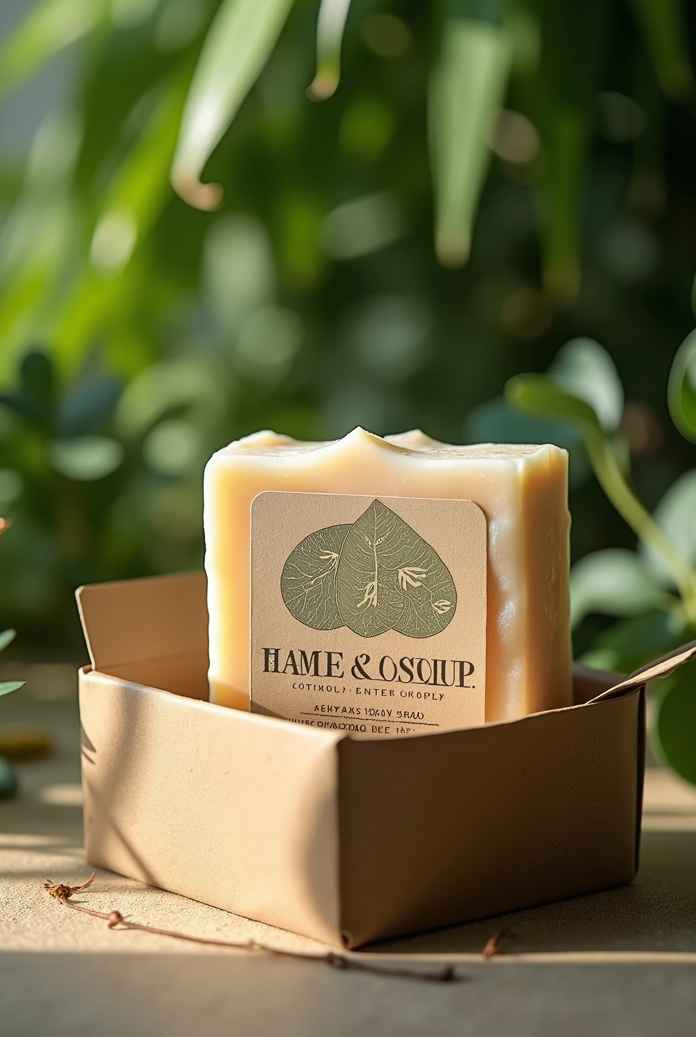 For a visual illustration of the soap, imagine a simple and elegant design with a smooth texture and a natural appearance. The packaging is recyclable and has a label that highlights the authenticity of the product and the commitment to the environment.