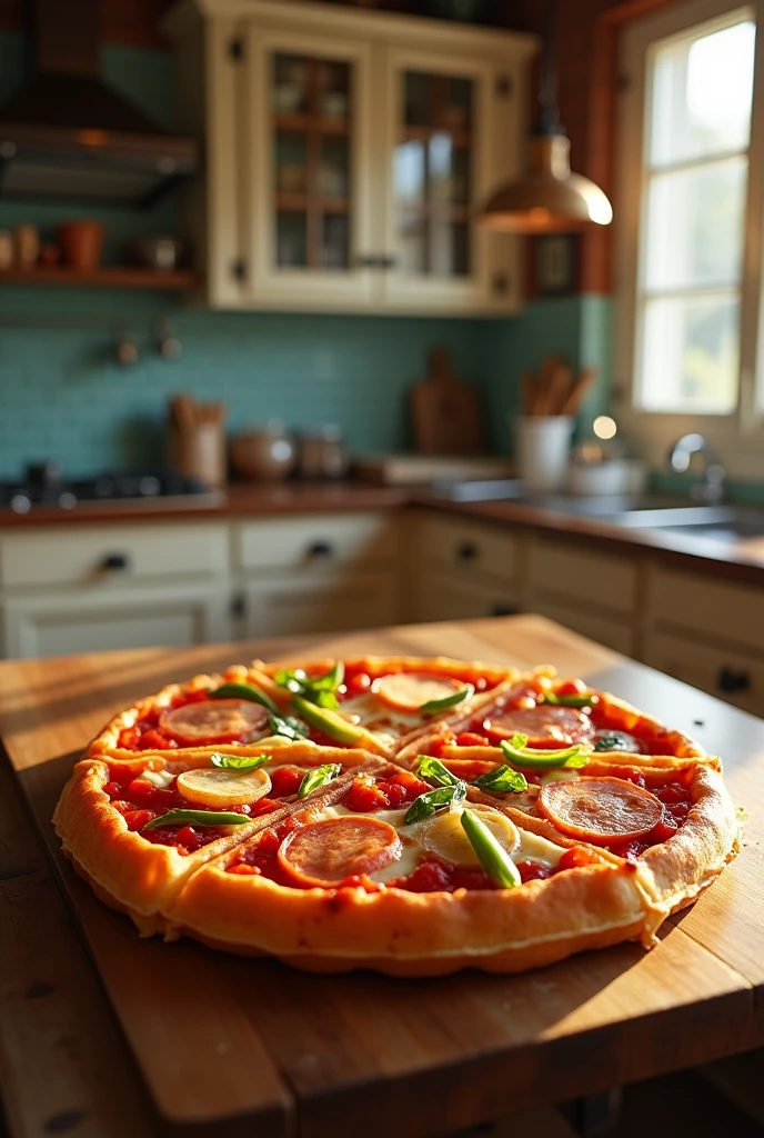 A waffle pizza is a creative fusion dish that combines elements of both waffles and pizza. It consists of a waffle serving as the base, which is then topped with traditional pizza ingredients such as tomato sauce, cheese, and various toppings like pepperoni or vegetables. The waffle is typically baked or grilled to achieve a crisp texture, and the toppings are added either before or after cooking, resulting in a dish that blends the savory, crispy characteristics of a waffle with the classic flavors of a pizza.