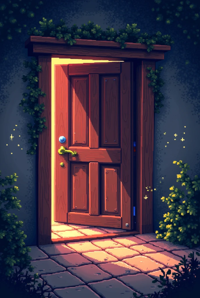 Create an image of a door closing ,all this with a pixelated style similar to the visual style of Undertale.
