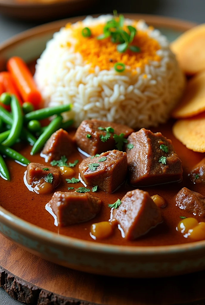Roast beef stew, rice, bean, noodle, farofa and vegetables png