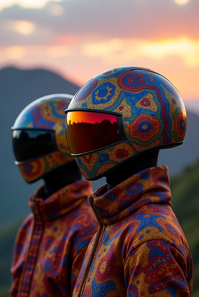 daft punk helmets, reflects fabrics from Peru
