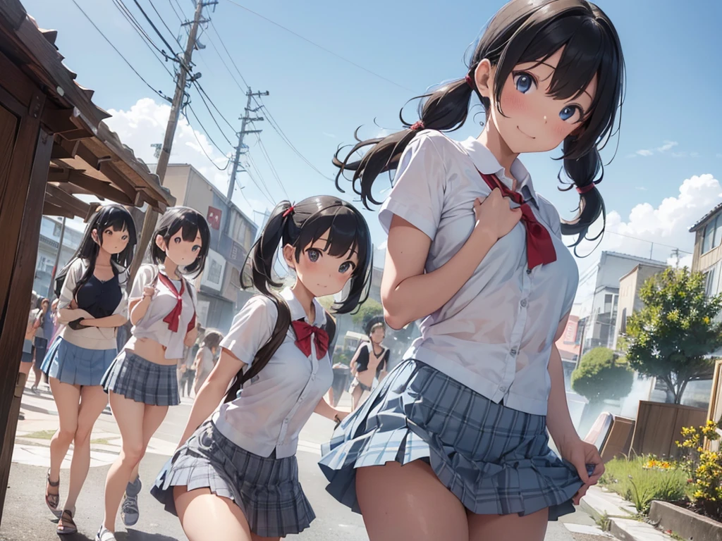 A crowd of girls wearing sleeveless white underwears, sleeveless White tank top underwear,sleeveless White camisole underwear, White panties underwear,leather shoes and shoulder bags commuting to work,Everyone in the same underwear,multiple girls, 20000+ girls,masterpiece,high detailed,best quality,All Girls