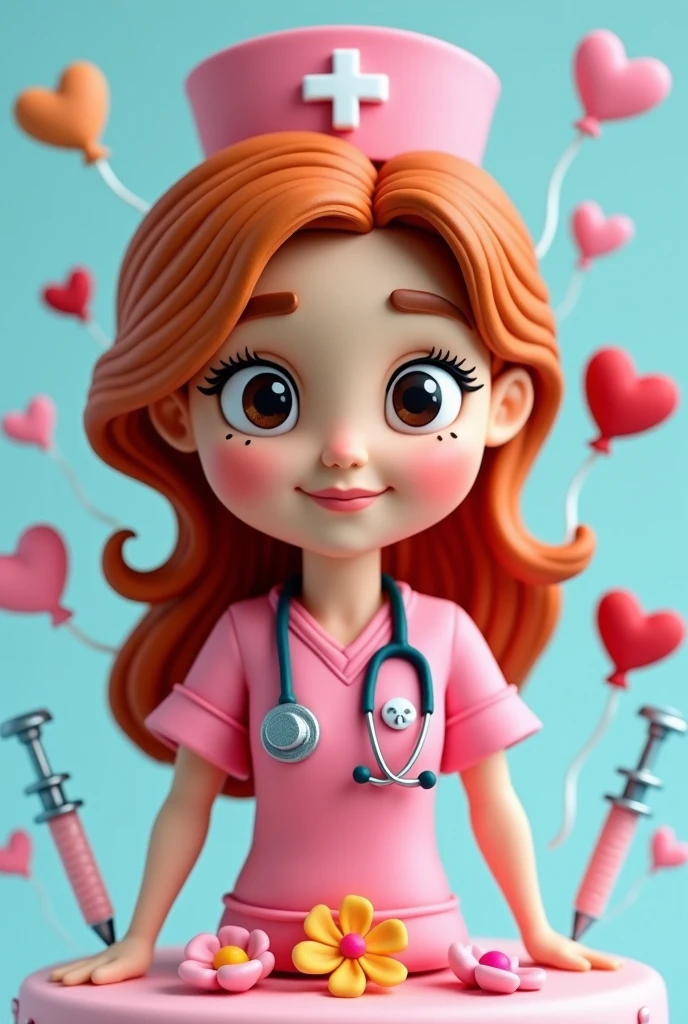 Make a cake topper with a nursing theme using this image. 