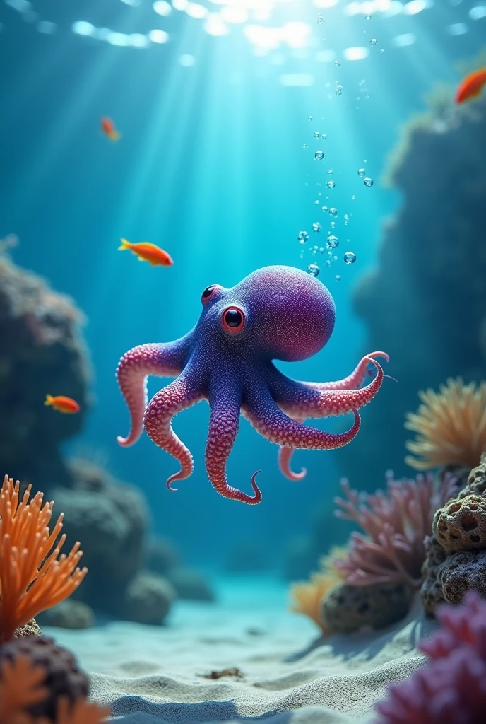 Beautiful  Octopus playing in ocean