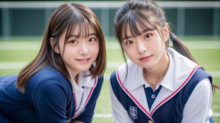 Enhanced Dynamic Perspective,cute beautiful,JK Uniform,Simple Background,Masterpieces,high quality,4K resolution,Ultra-fine,More about pubic hair,Accurate,Cinema Lighting,Volleyball Club、Keep the original face proportions、(Flat Chest)、((Button Gap)) squat, Cleavage,Perfect body、(((1 female)))、(((きれいなAccurate五本指)))