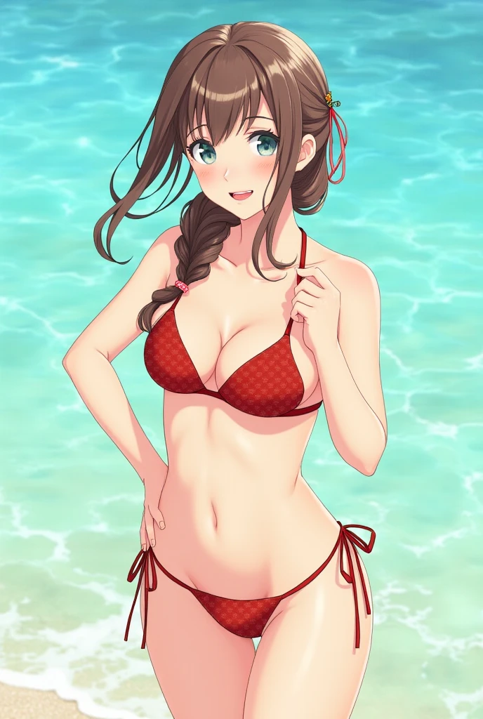 An illustration､Swimwear　､Detailed colors(Slightly faded color)､background(Ocean)､