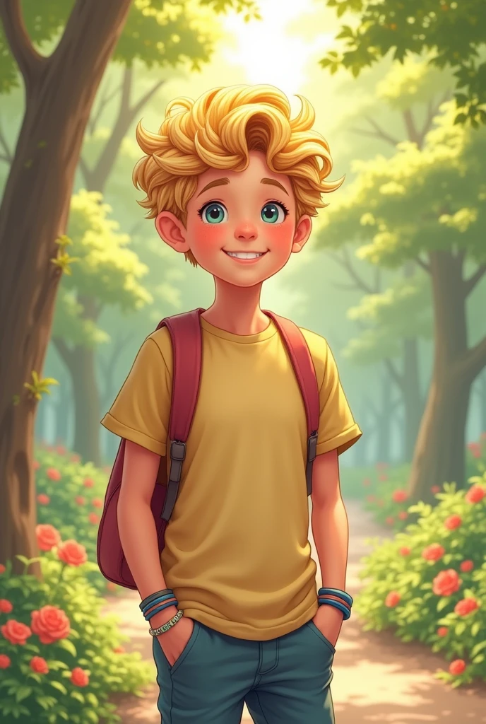 Cute boy, blonde, perm, really curly hair, white, tall, teenager