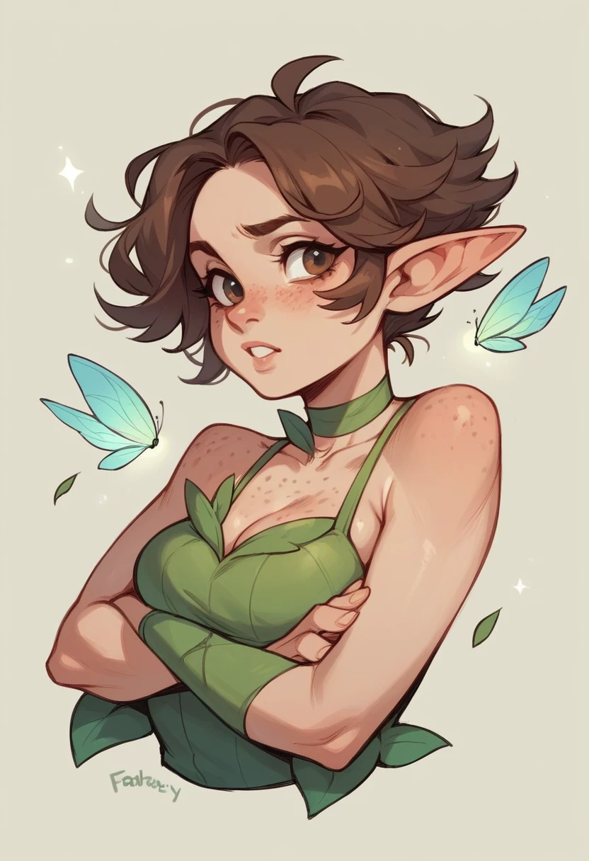 Fairy with brown hair and freckles 