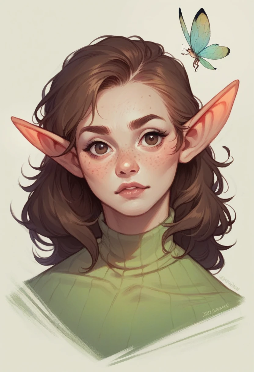 Realistic Fairy with brown hair and freckles