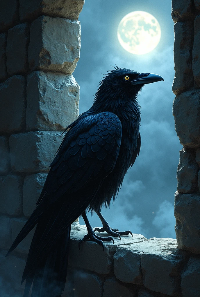 a raven in the style of the manga demon slayer perched on a window with a poison aura, detailed feathers, intricate patterns, moody atmosphere, digital art, cinematic composition