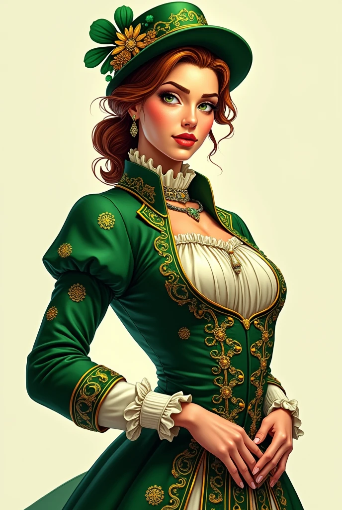 A logo featuring an Irish servant with gold and green colors that catches the viewer's attention, beautiful, cool, and awesome.