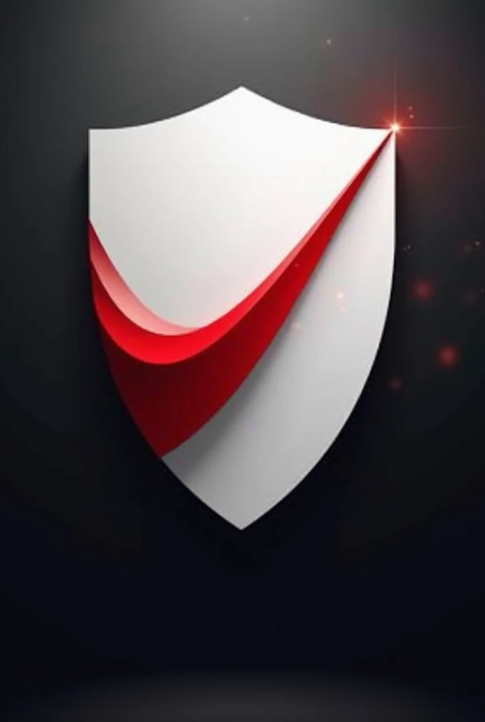 White sports shield with red stripe 2D drawing
