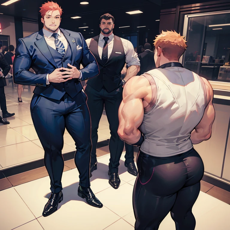 One Man, muscular, jocks, athletic, ginger, wearing suit vest clothes, big butt, huge ass, comically massive ass, bubblebutt, thick, thicc, thick ass, thick legs, thick thighs, huge butt cheeks, ass huge, showing butt to camera, smiling, looking back at camera, big booty, man booty, men with huge butts, men in suit vest clothes, showing off ass, absolutely massive butt, enormous ass cheeks in suit vest pants, full ass, wide ass, round ass, tight suit vest  pants, abnormally huge butt, unrealistically massive ass, Giant butt cheeks, giant butt, giant ass, dark dress pants, button down shirt, men, bodyguard, suit vest black, gay, fight some thiefs, suit vest black, night, naked, alone, shift night, man or boy, no girls