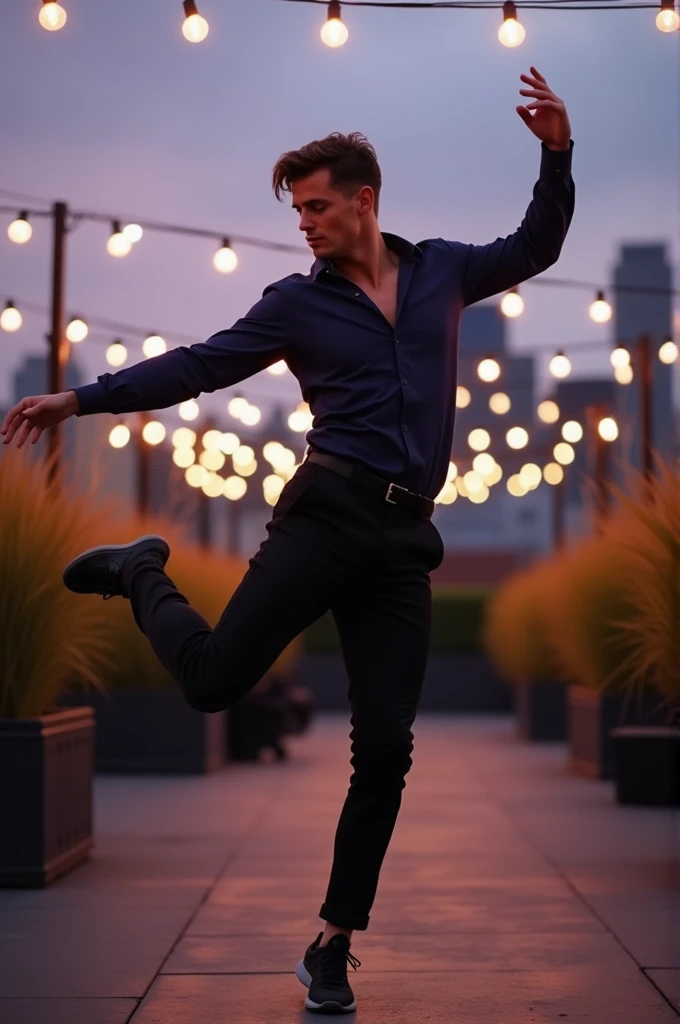The man dances in a smooth way.