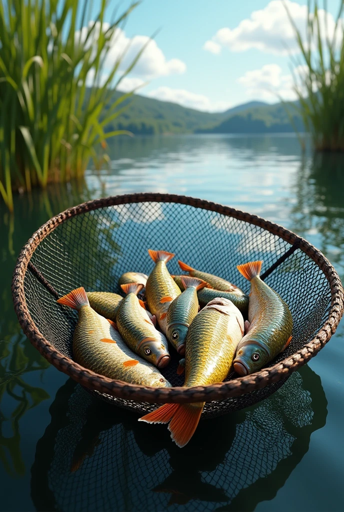 Ultra realistic tilapia-filled net