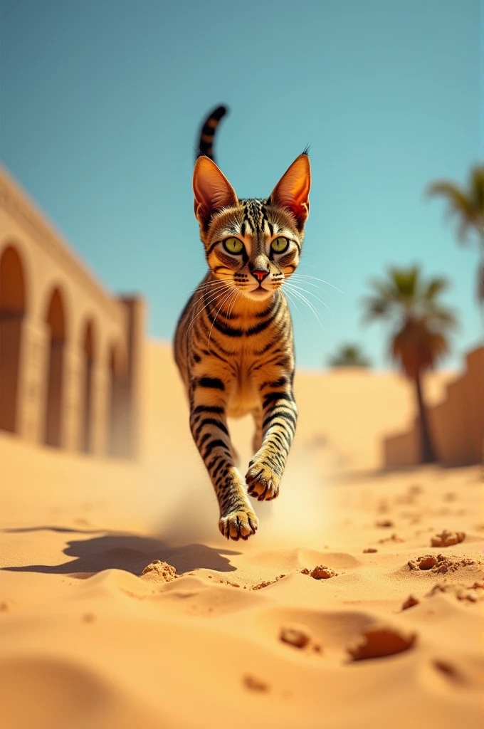 Egyptian cat running