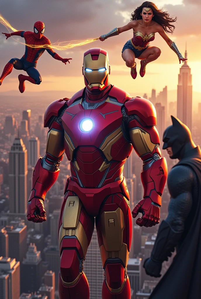 Homem de ferro, Wonder Woman, spider man and batman