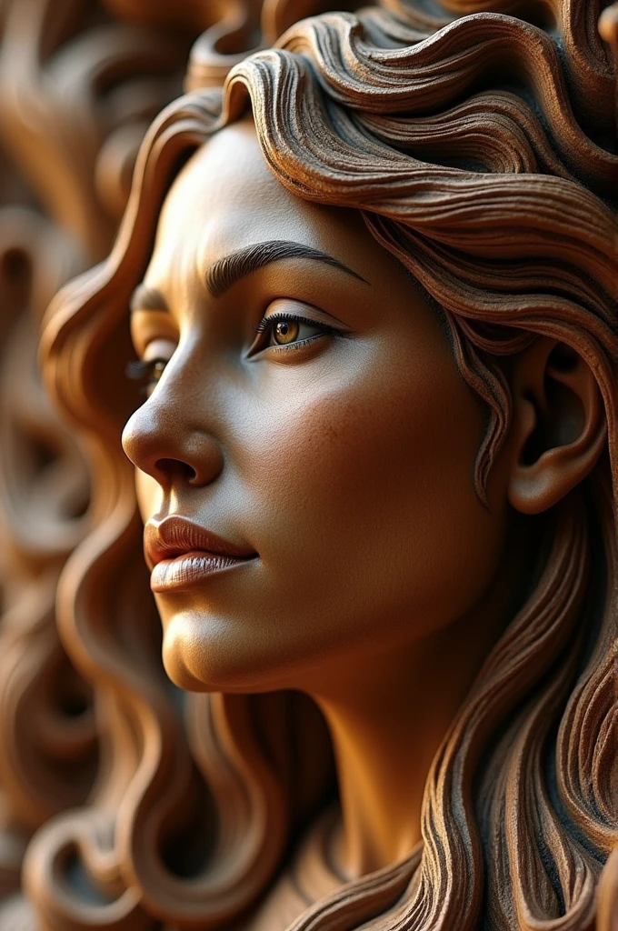 Carved wood with a human face