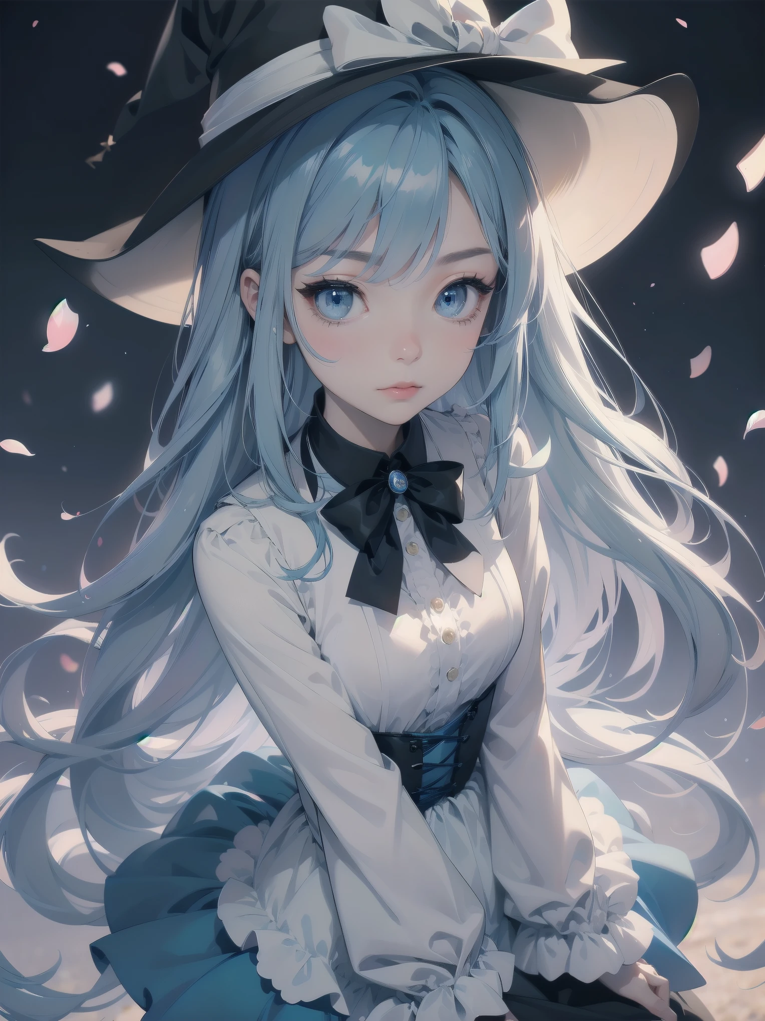 🎶, (🧙♀️), ✡, ✨(black hat), , Alice in Wonderland, Alone, very beautiful, cute, adorable, embarrassed, alone, blue eyes, white skin、look at viewer、looking up,kawaiitech, pastel colors, kawaii, cute colors,Alice in Wonderland, alone, very beautiful, cute, adorable, embarrassed, alone, blue eyes, white skin,skirtlift