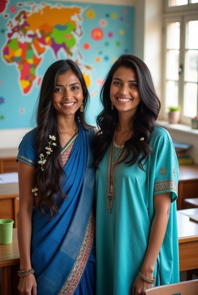 Two Indian beautiful school teacher 